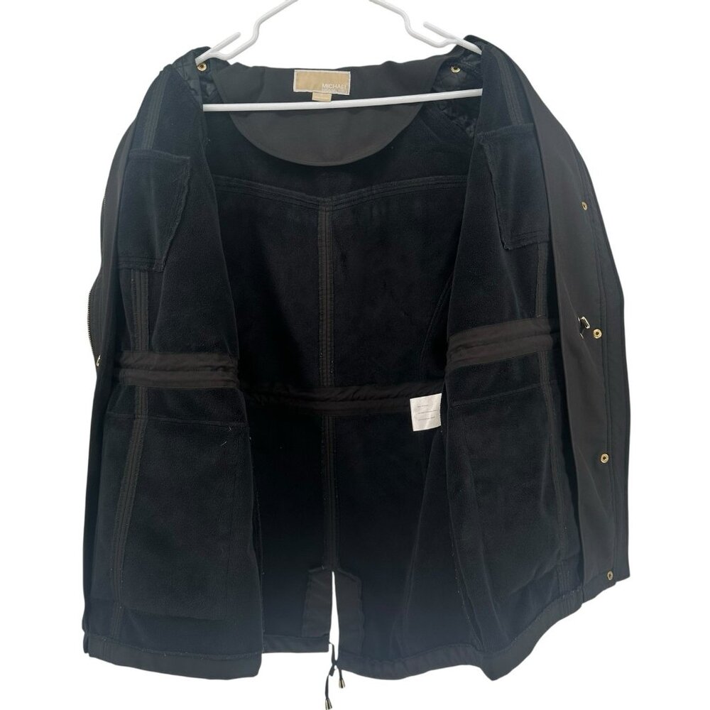 Michael Michael Kors Jacket Size XL Black Full Hidden Zipper Button Quilted Coat - Picture 8 of 14